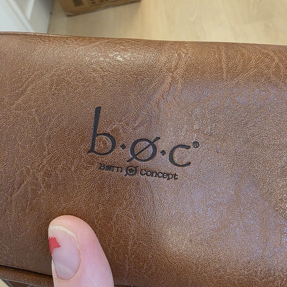 B.O.C Tan Faux Leather Crossbody Satchel Grunge Travel Purse Bag Medium Size - Picture 7 of 10